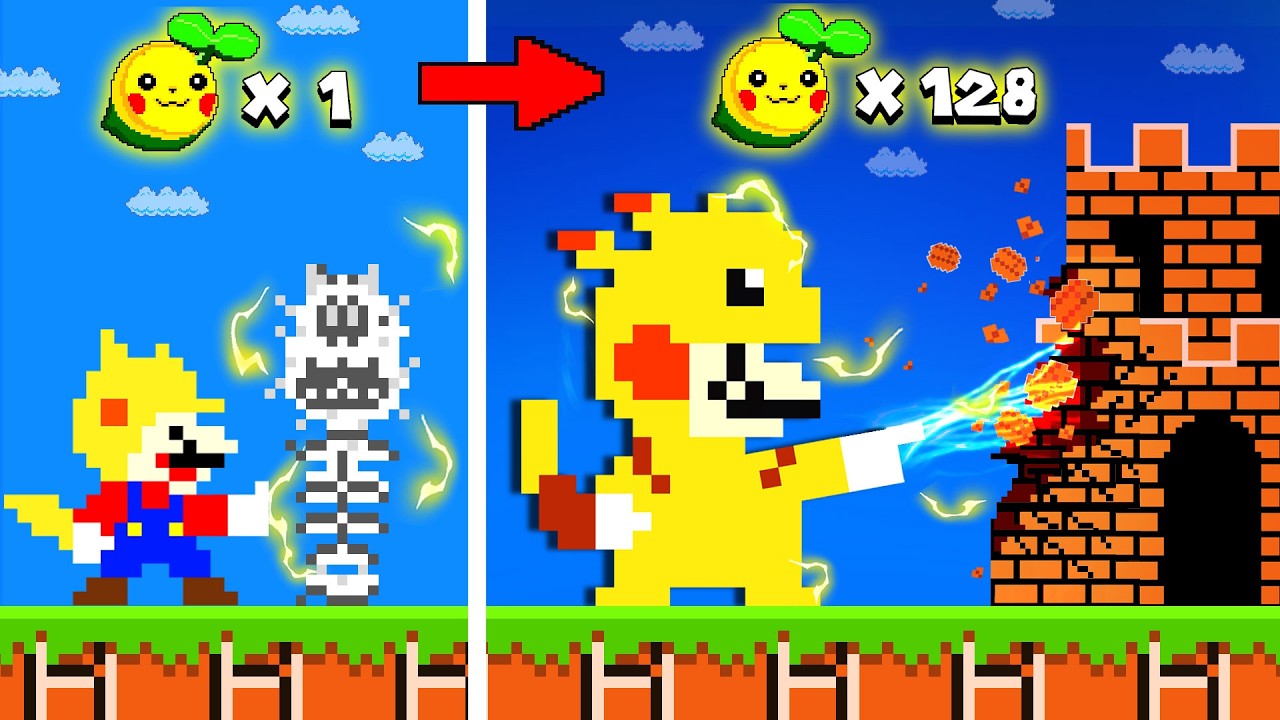 Super Mario Bros. But Every Seed Turns Mario Into PIKACHU! (Part 2)