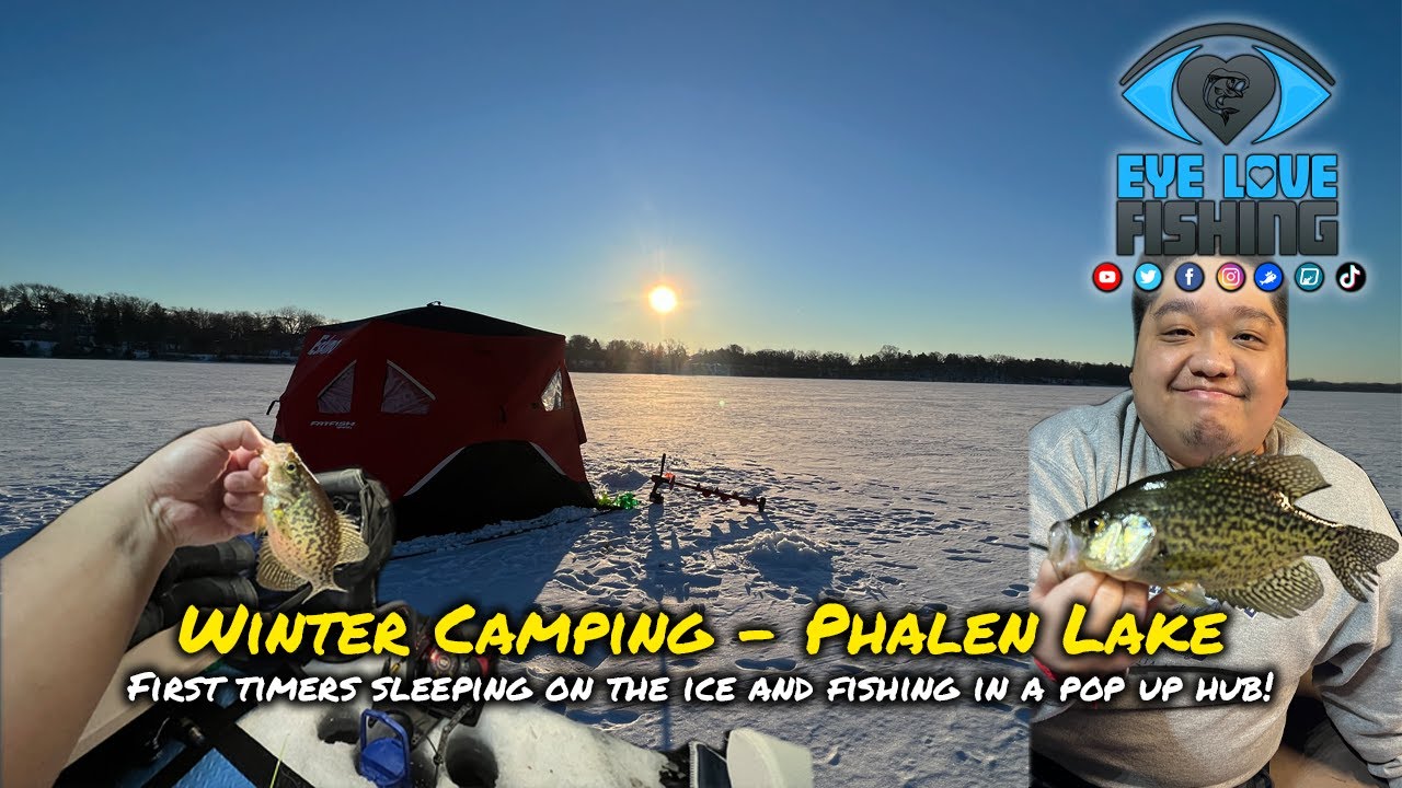 First Time Winter Camping! Lake Phalen! Ice Fishing! #EYELOVEFISHING #PHALEN #MN #MINNESOTA