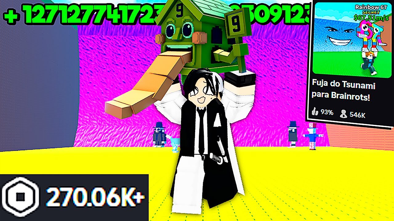 FUI DE NOOB A PRO GASTANDO ROBUX INFINITO NO FUJA DO TSUNAMI PARA BRAINROTS