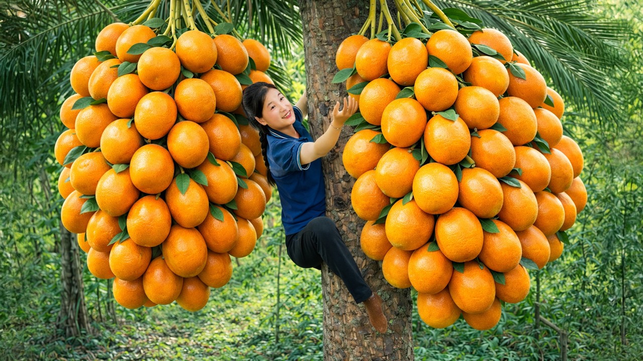 Harvesting 1000+kg Giant Orange In The Forest Go To Market Sell | Ella - Free Bushcraft
