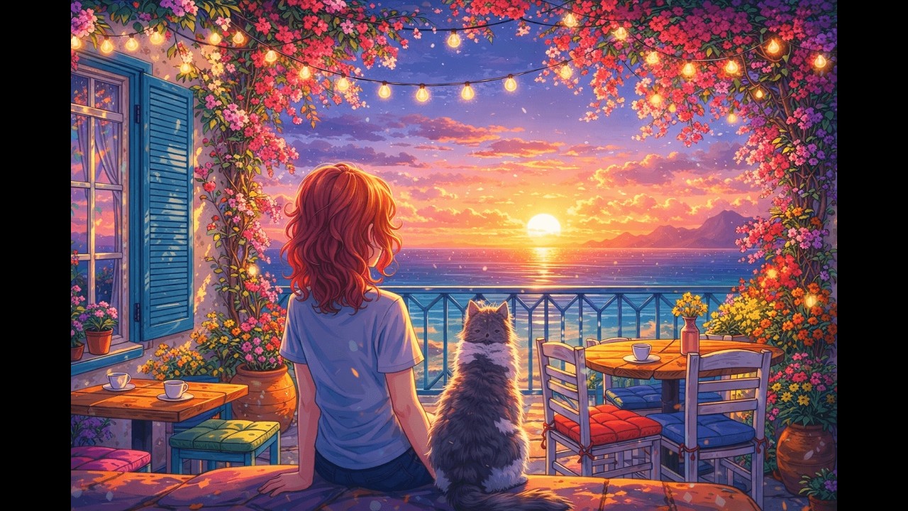 Italian Coastal Lofi 🌊 Relaxing Beats by the Sea with Cat | Study / Chill / Focus