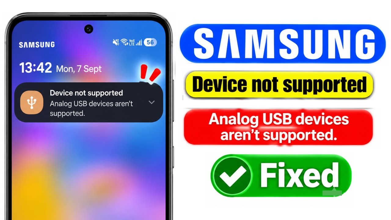 Fix Analog USB devices aren't supported problem in Samsung Phone 2026 || USB Not Supported problem