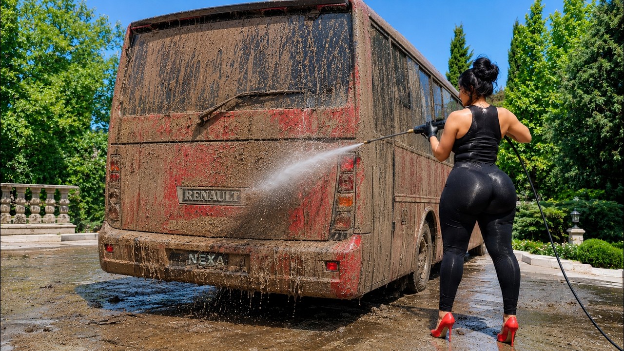 The DIRTIEST Renault Bus Was Completely CAKED in MUD&hellip; Then She Made It SHINE! 🤯
