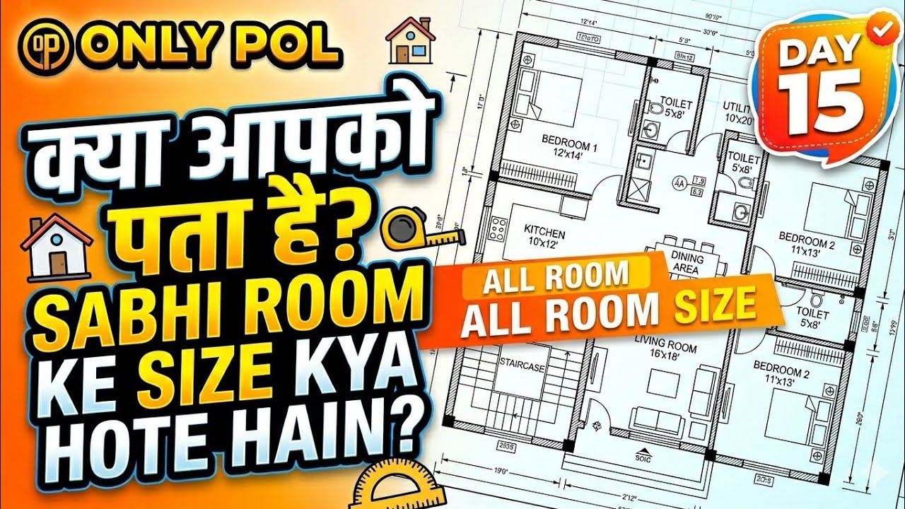 DAY 15 |AutoCAD Architectural Design: Detailed House Plan with Room Sizes