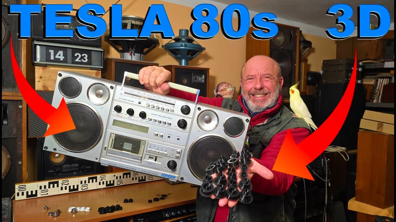 New Modern 3D Print Parts on the Vintage 1980s TESLA CONDOR BOOMBOX