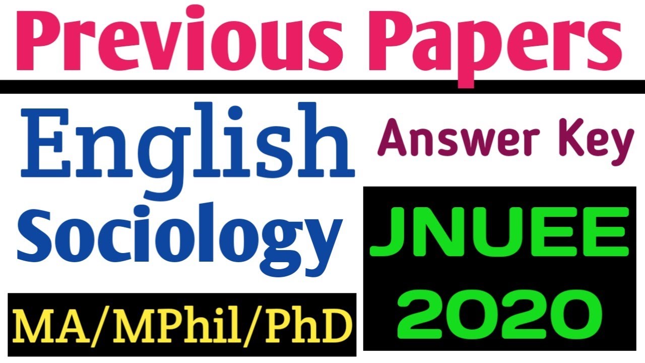 JNU Previous Year Papers 2020 | ENGLISH/SOCIOLOGY| Download Jnu Old Paper+Answer Key| #jnuoldpaper