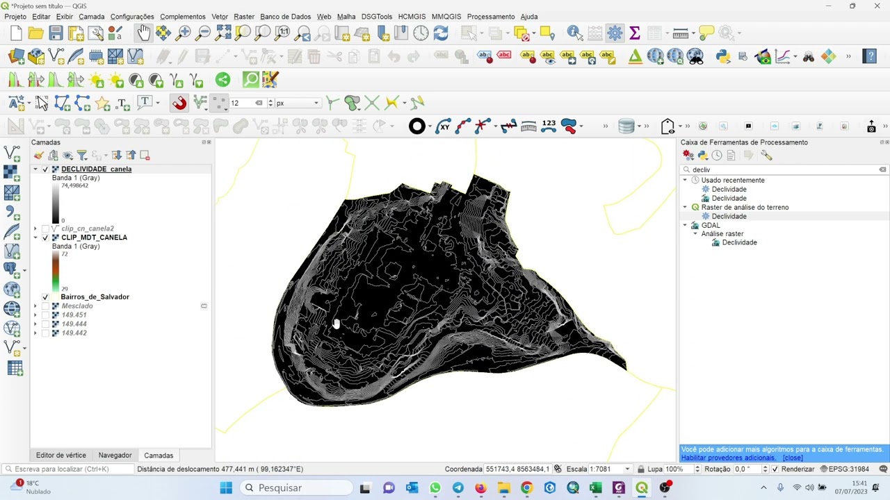 Aula 05 - QGIS - Declividade de um terreno