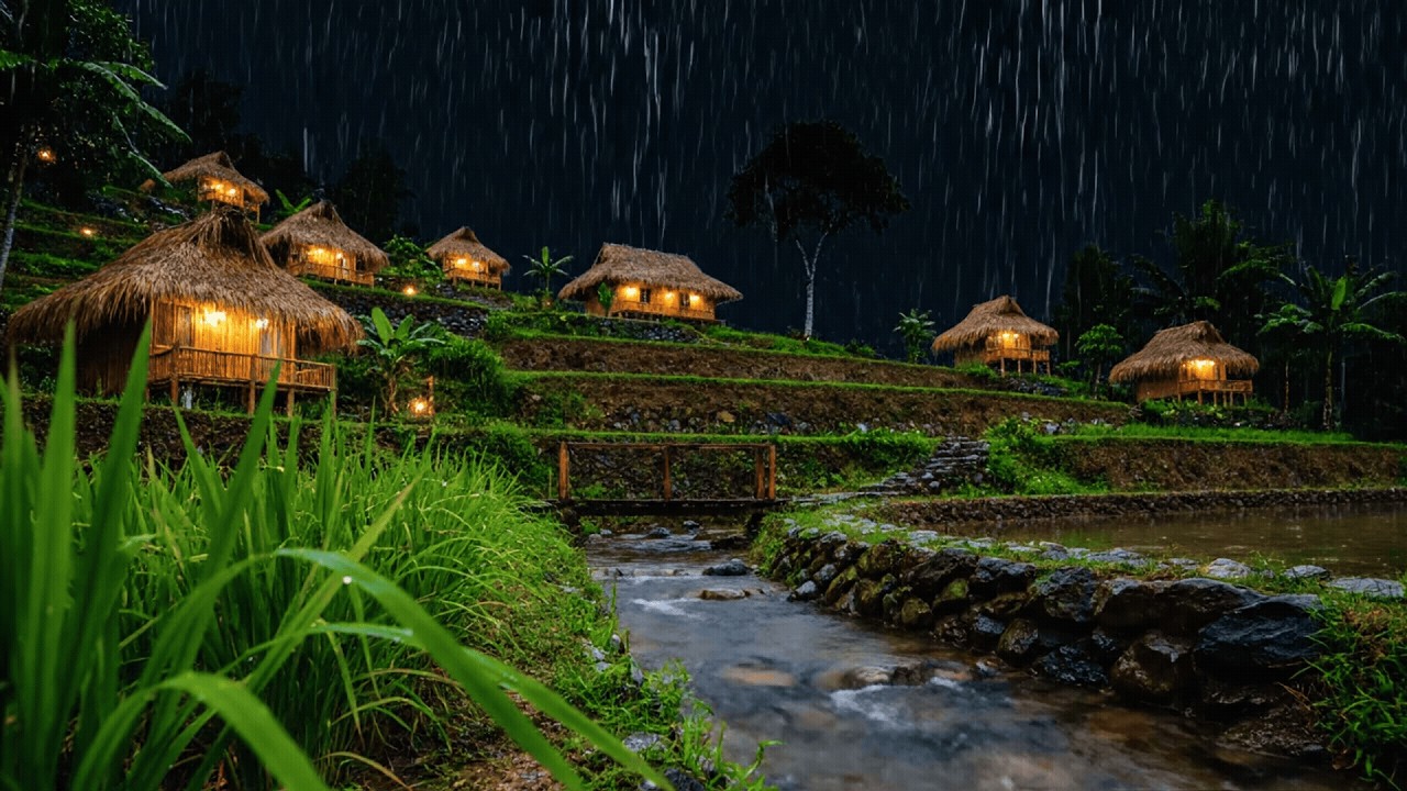 Sleep Instantly 🌧️ Gentle Rain & Cozy Huts | Peaceful Night Ambience