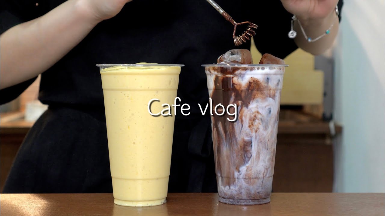 [sub] 🩵❔Q&A를 곁들인 음료 제조 영상❔🩵 / 카페 브이로그 / 개인카페 브이로그 / cafe vlog / asmr / no bgm / 4K