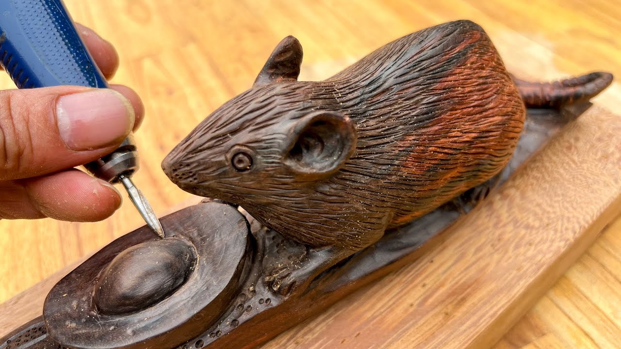Amazing Wood carving lucky Mouse - ingenious Woodworking Handmade skills