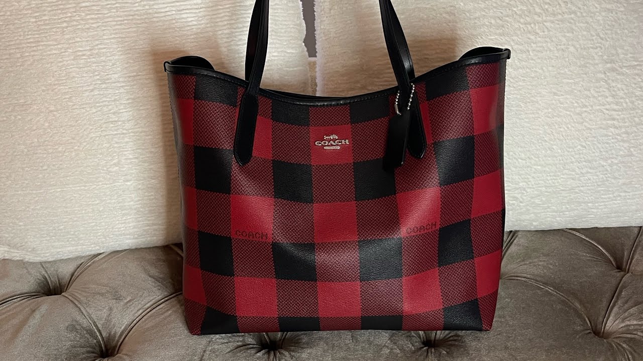 WIMB- Coach plaid City Tote and switching out of MCM Wristlet💜