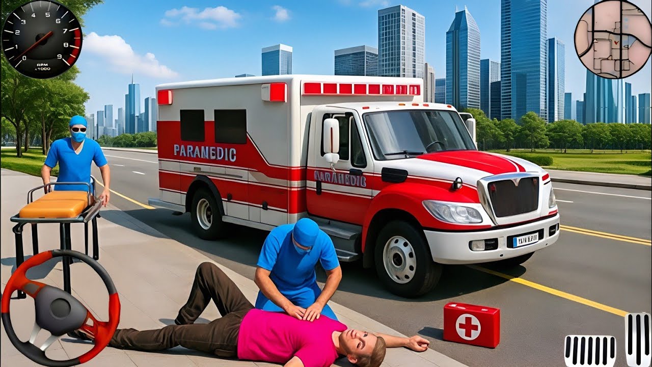 Ambulance City Rescue Simulator 3D Game - 911 US Emergency Ambulance Driving 3D - Android Gameplay