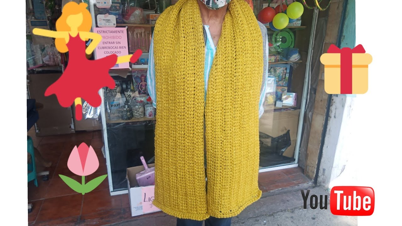 teje bufanda f&aacute;cil en  tunecino, paso a paso para principiantes 🧣