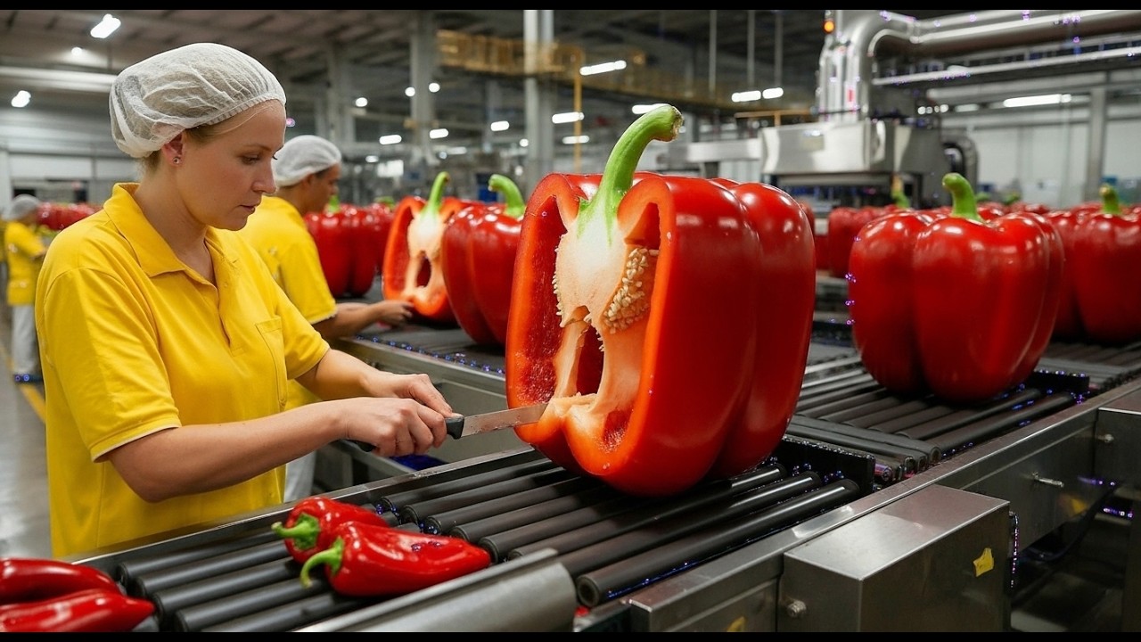 Inside a Largest High-Tech Bell Pepper Factory: How They Sort & Make Paste (Full Process)