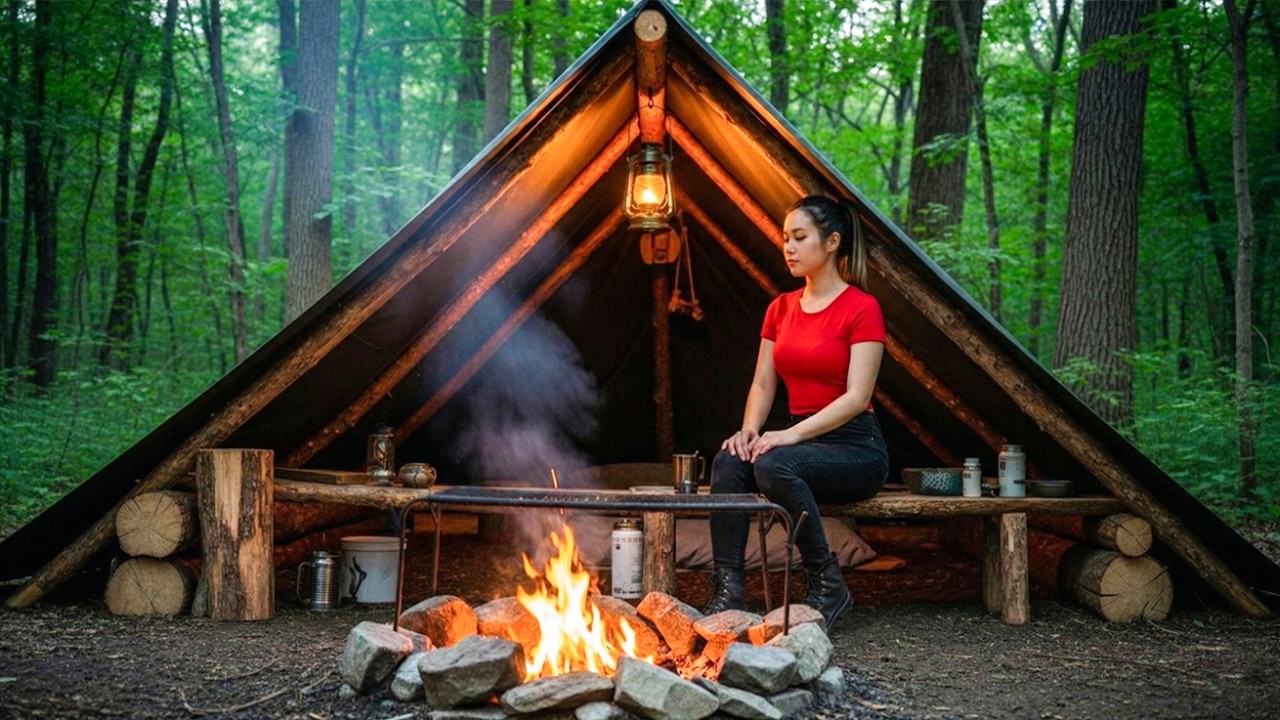 Timelapse — She Builds a Cozy Modern Underground House No Electricity or Water