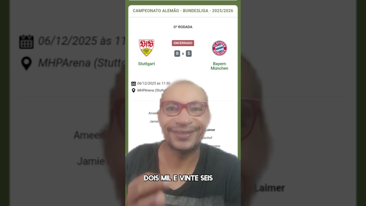 CAMPEONATO ALEMÃO BUNDESLIGA- 2025/2026 - STUTTGART 0 X 5 BAYERN MUNCHEN