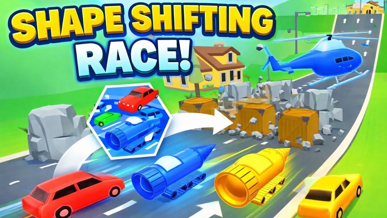Shape Shifting Race Challenge! Car 🚗 Boat 🚤 Helicopter 🚁 Transform to Win! Fun Kids Racing Game