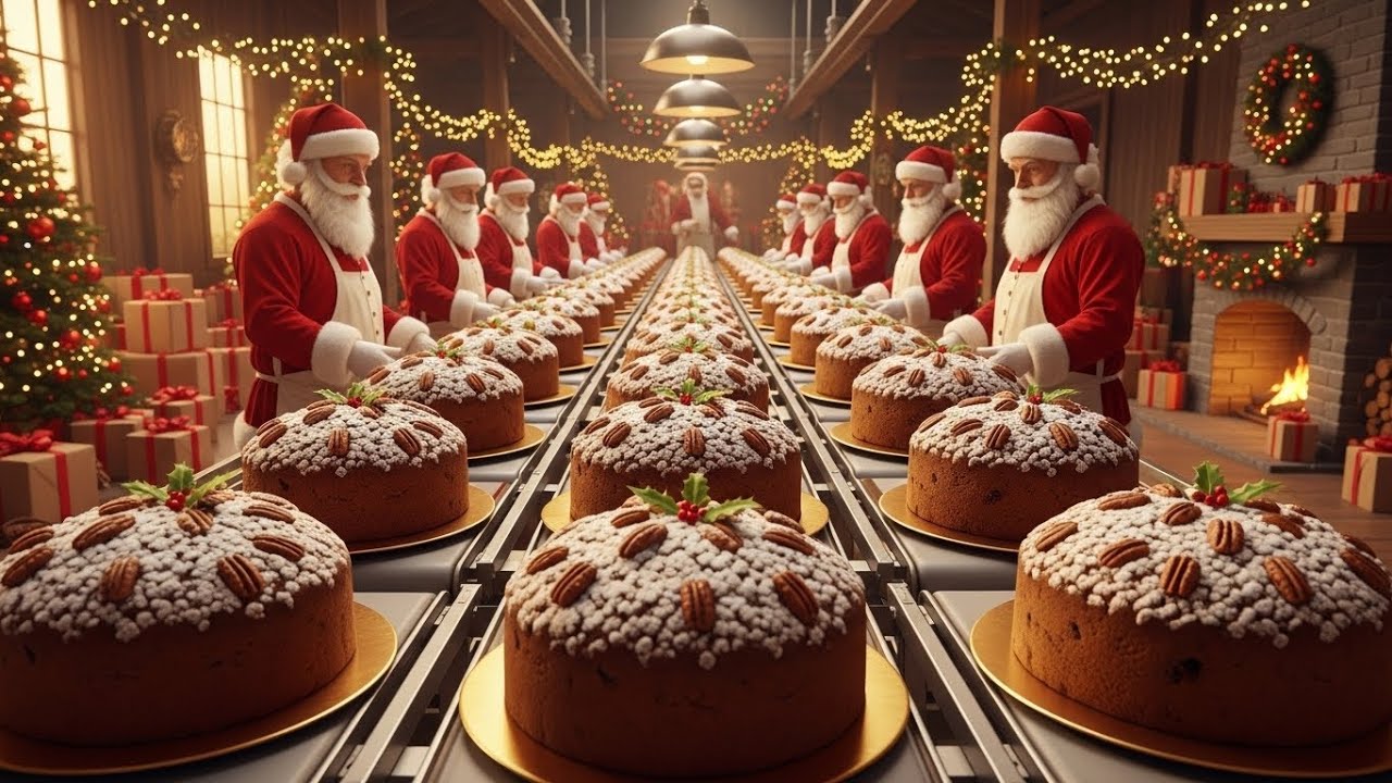 Inside a Large-Scale Christmas Cake Factory: From Mixing to Baked Fruit Cakes (Full Process)