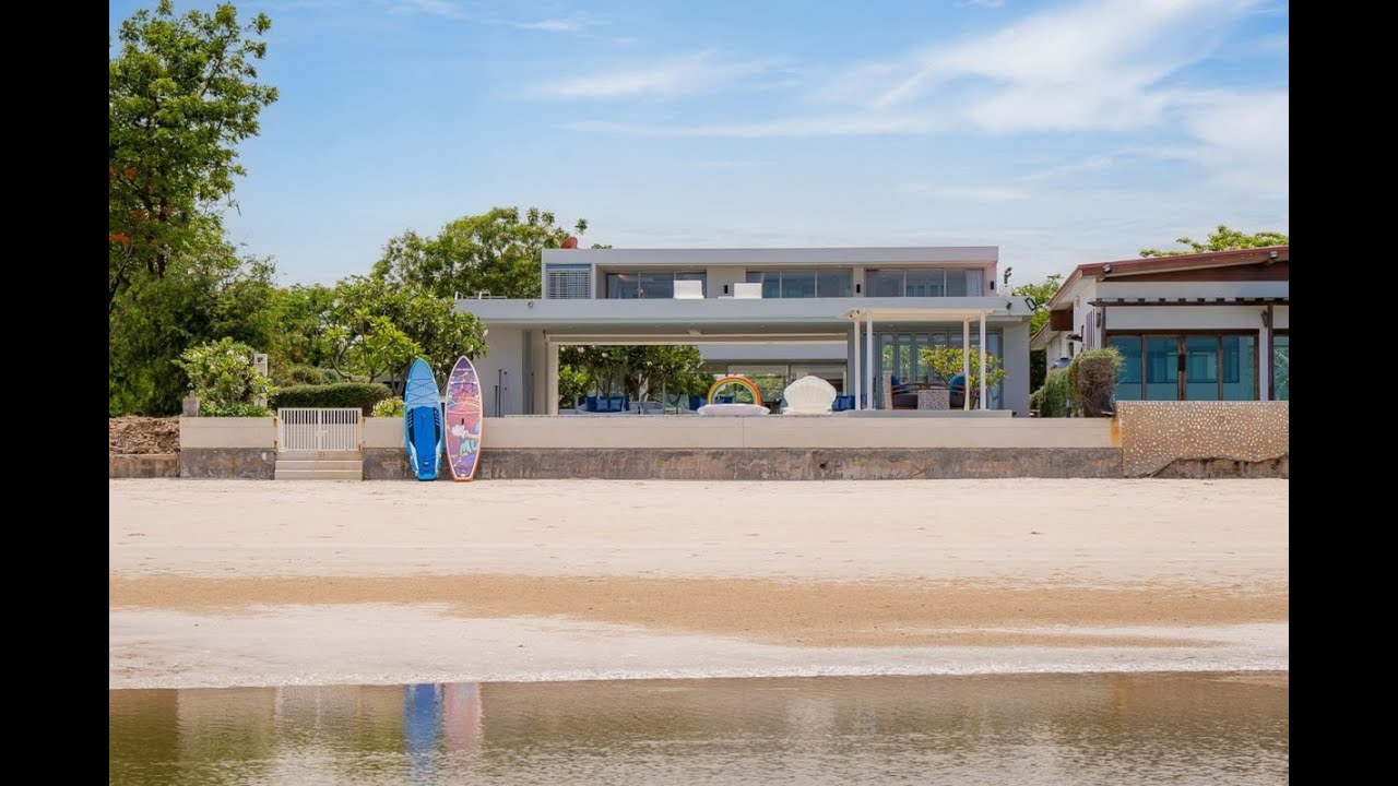 พูลวิลล่าติดทะเลชะอำ หาดส่วนตัว SEA BEACH 5ห้องนอน บ้านหรู modern สวยมาก