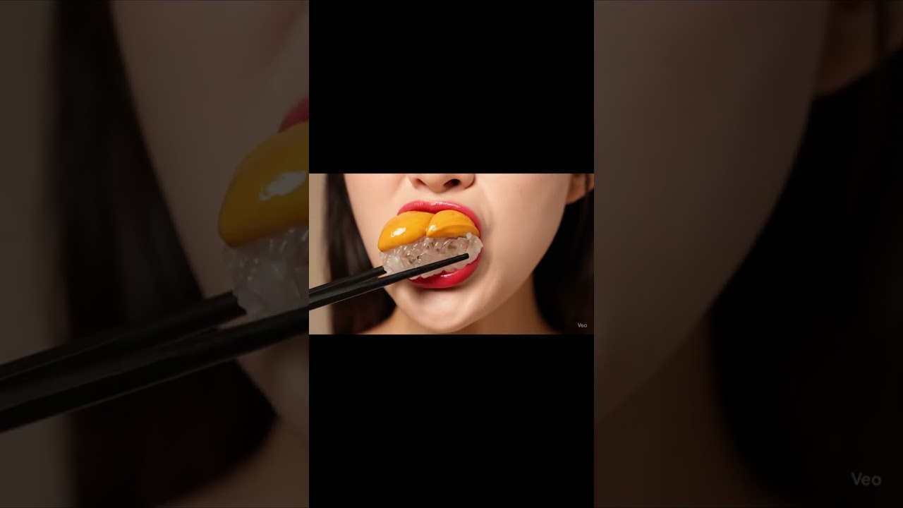 transparent glass Uni nigiri#asmr  #eating #nigiri  #lips #mukbang #food #eatingsounds