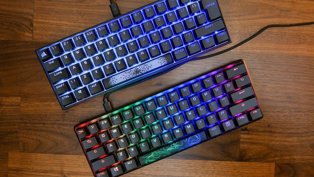 HyperX Red linear vs Cherry MX Red in the HyperX Origins 60 and Corsair K65 RGB Mini (keysounds)