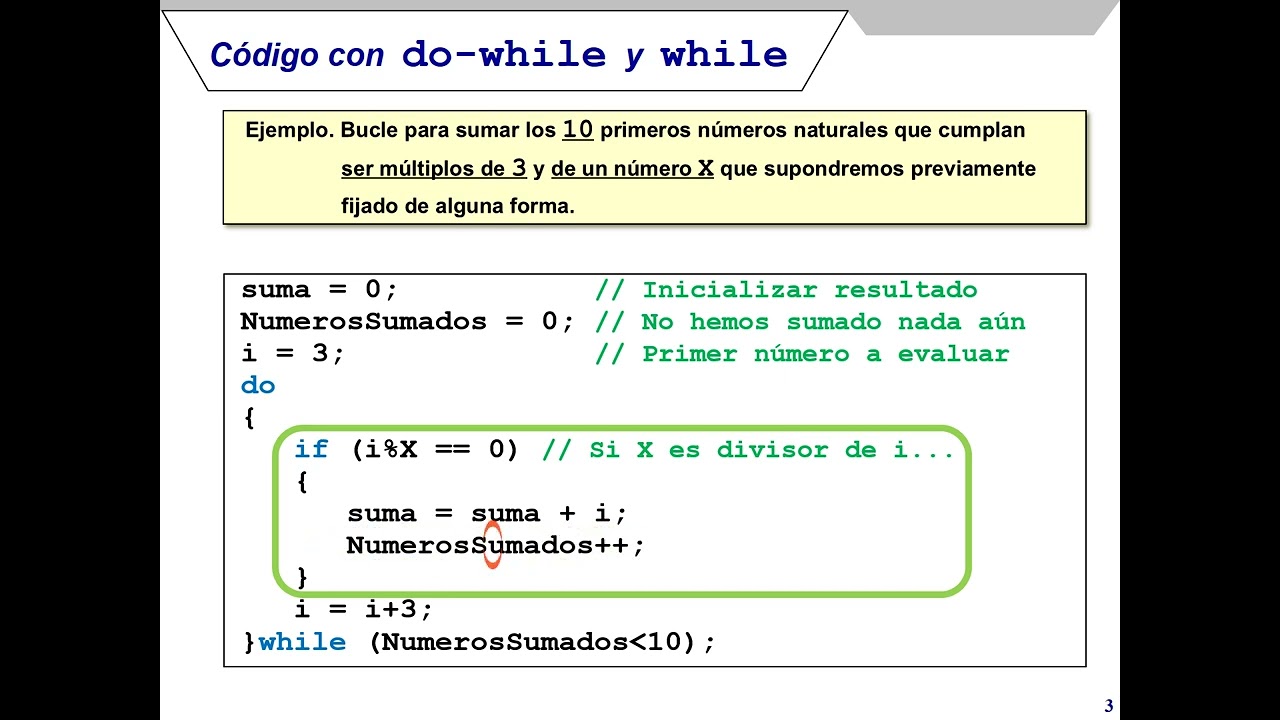 Un programa simple con los tres tipos de bucles: while, do-while y for