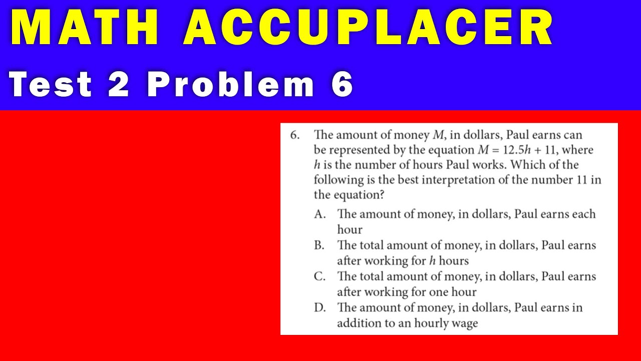 Тест по математике Accuplacer - Тест 2, Задача 6