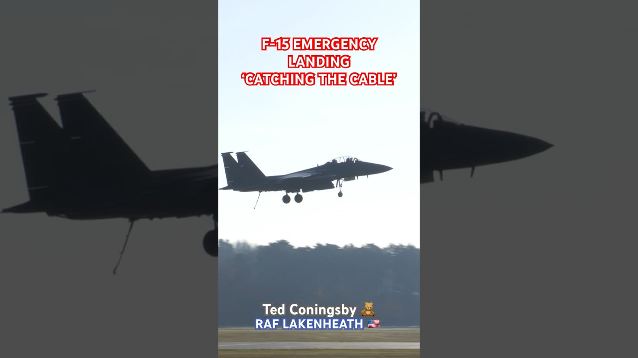GENUINE F-15 EMERGENCY LANDING WITH ARRESTOR CABLE &bull; RAF LAKENHEATH #emergencylanding