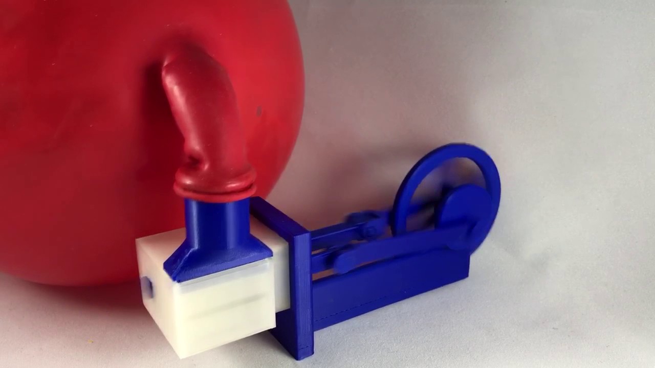 3D Printed Single Cylinder Air Engine on balloon power.