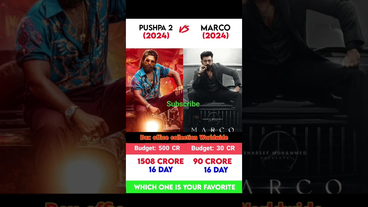 puspha 2 vs marco movie collection review day 16 #puspha2 #marco #boxofficecollection #shorts