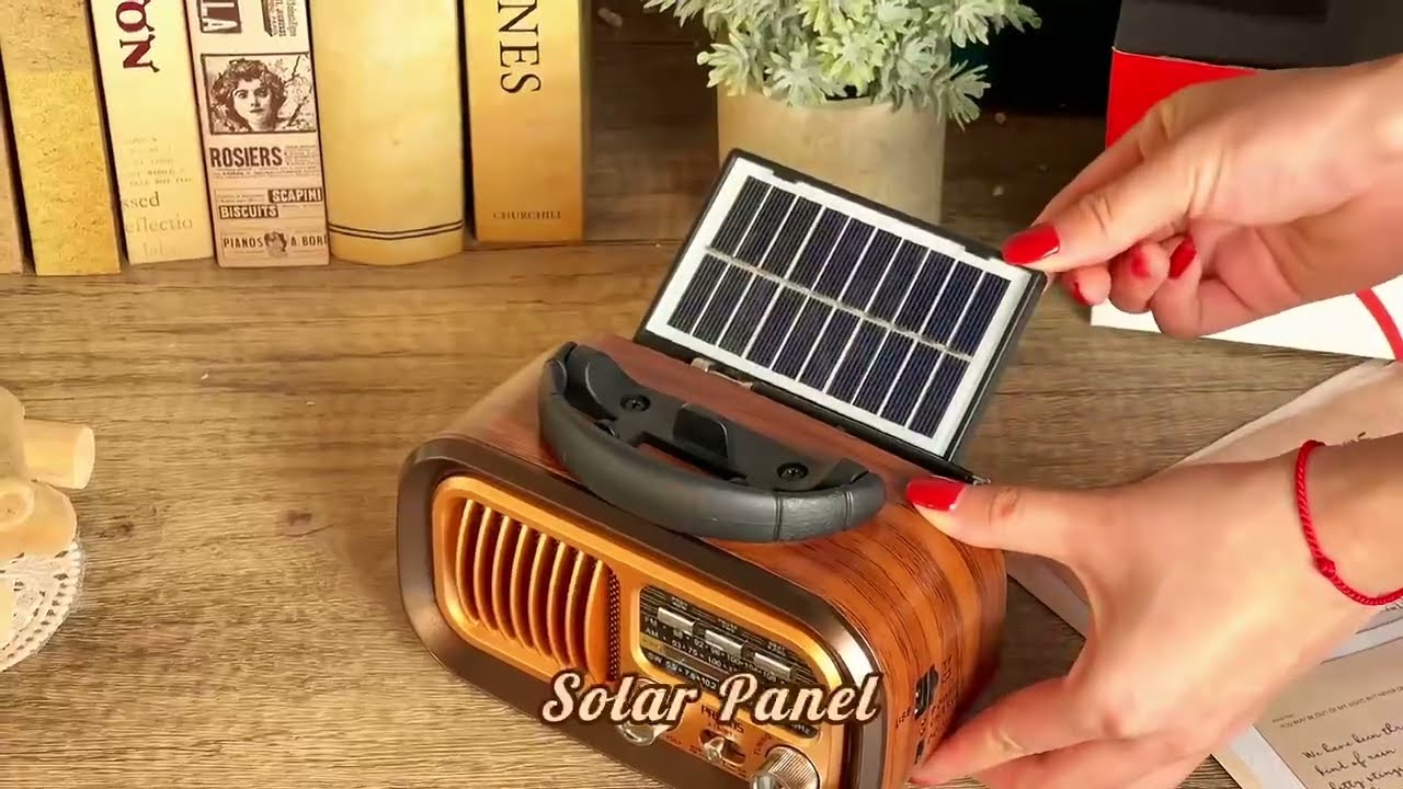 【New Arrival 2023】PRUNUS J-150 Portable Retro AM FM Solar Radio Bluetooth Speaker,  TWS/TF/USB