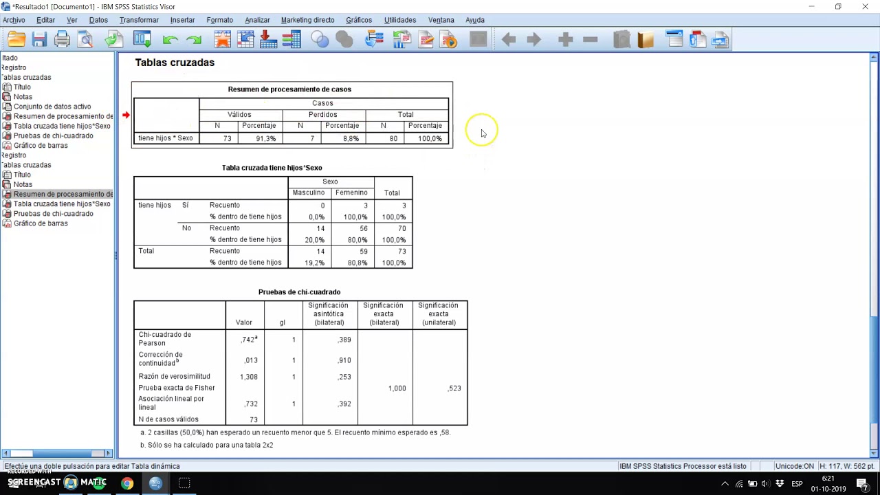 SPSS - C&aacute;lculo Chi-Cuadrado