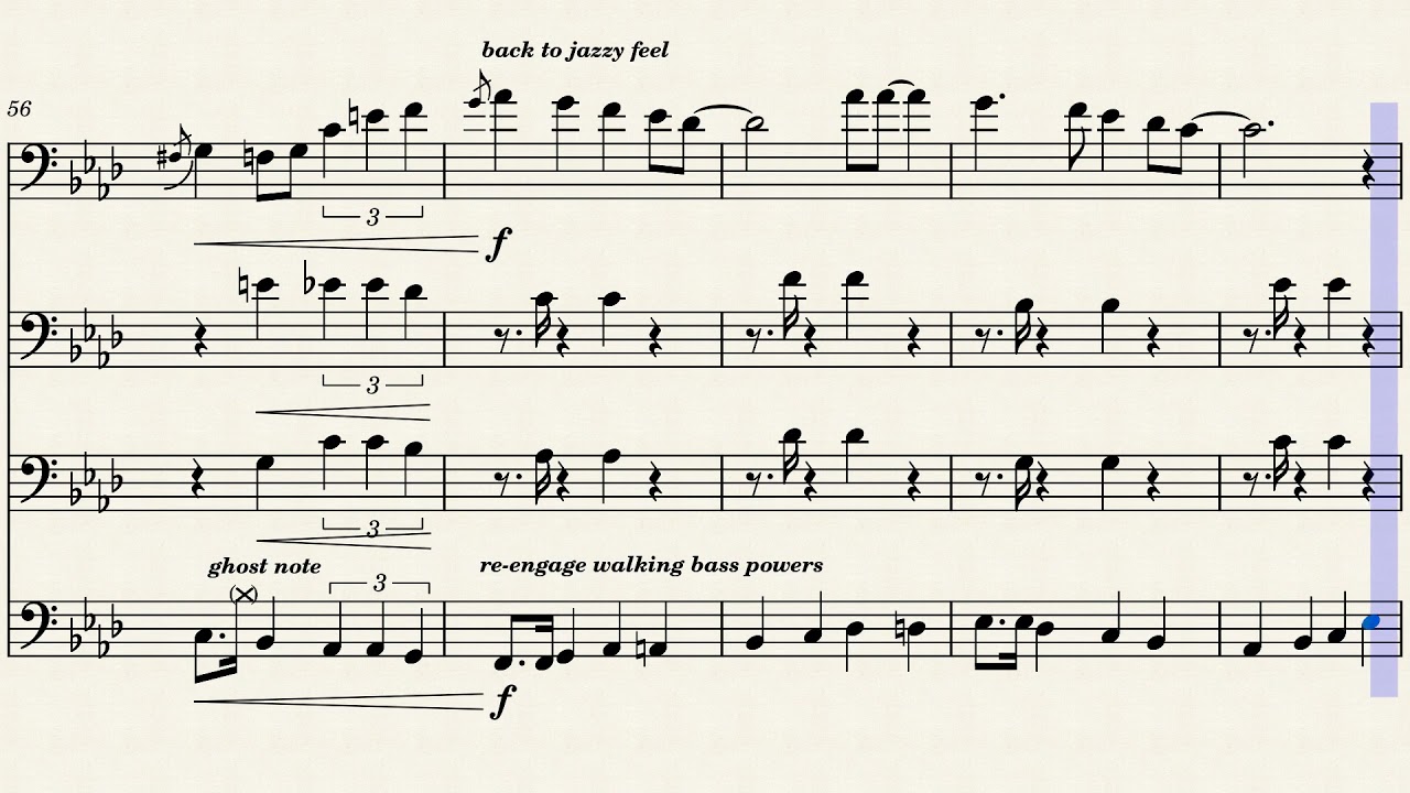 SHEET MUSIC ARRANGEMENT Fly Me To The Moon - Trombone Quartet