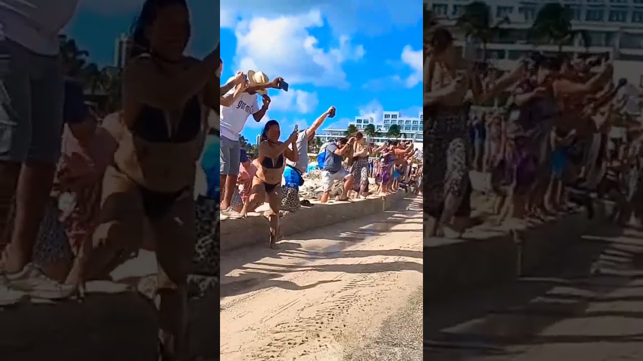 Man vs Jet Engine / Boeing 737 Jet Blast Maho Beach St Marteen Airport SXM