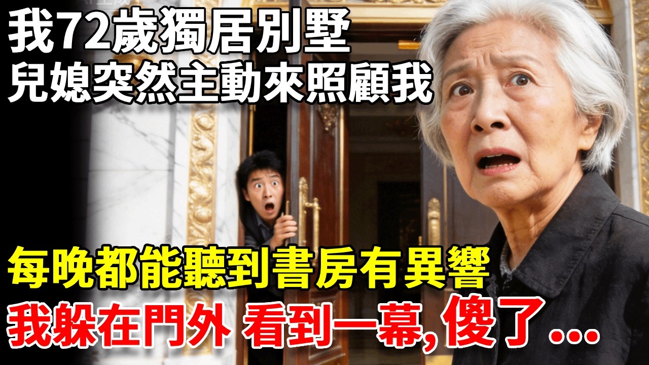 我72歲獨居別墅，兒媳突然主動來照顧我，每晚都能聽到書房有異響，有天我躲在門外，看到一幕，瞬間心死... #養老#生活經驗#情感故事#晚年哲理