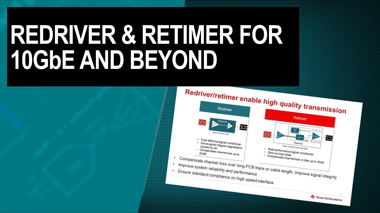 Redriver and Retimer for 10GbE and Beyond
