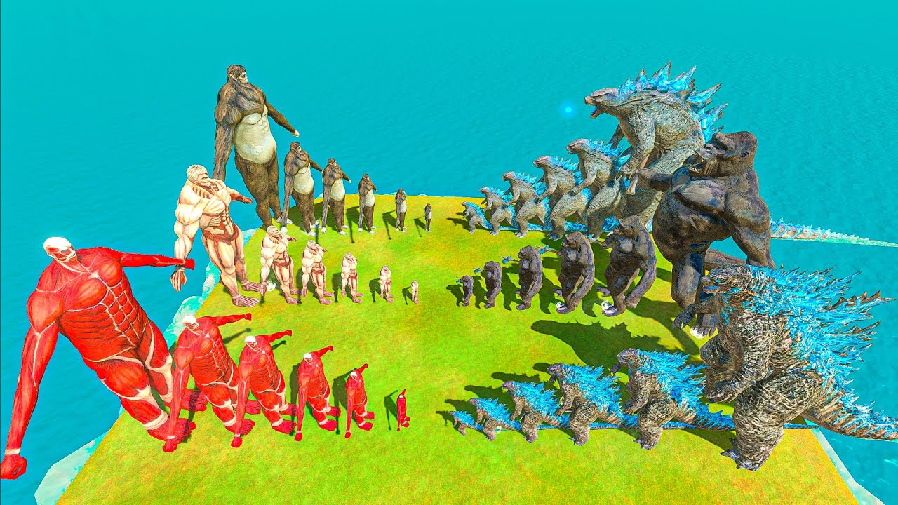 Growing Legendary Godzilla x Kong x Godzilla 2021 vs Colossal Titan x Titan Beast x Armored Titan