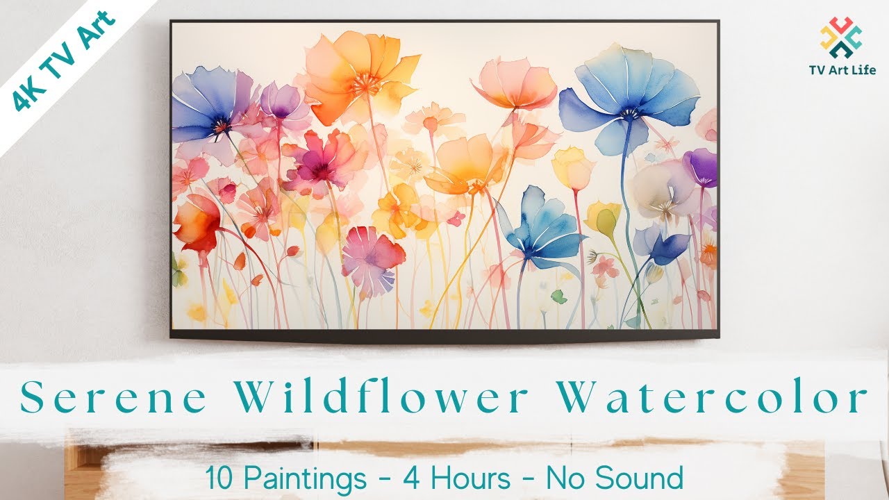 Serene Wildflower Watercolor Paintings 🌷| Frame TV Art | TV Screensaver | 4K 4 Hours | No Sound