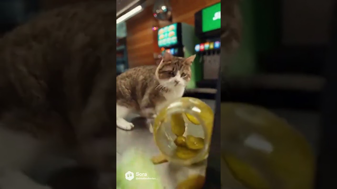 Cat Destroying Subway restaurant 🤣