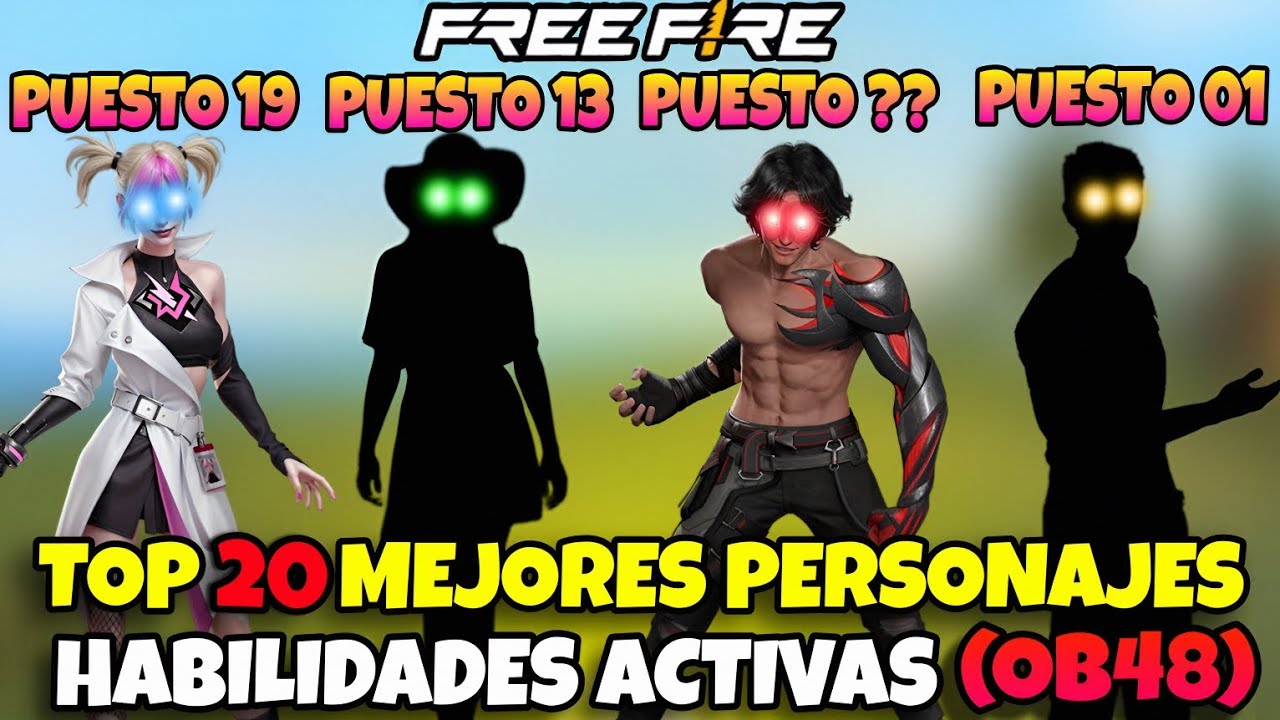 TOP 20 MEJORES PERSONAJES🤩(HABILIDAD ACTIVA) ACTUALIZACION OB48🤯 FREE FIRE🔥EL TERCERO TE SORPRENDERÁ