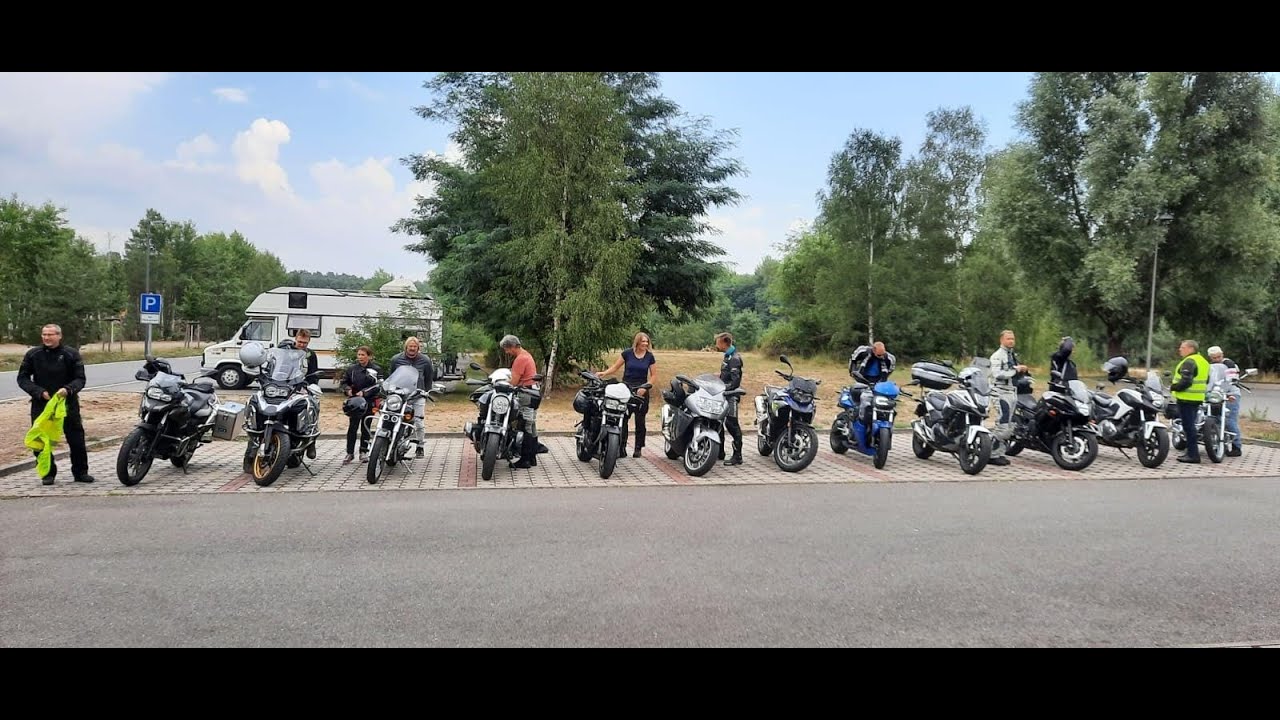Biker Ausflug  Motorradtour zum Besucherbergwerk Abraumförderbrücke F60 in der Lausitz.