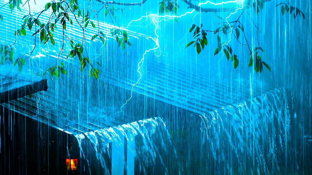 Sleep Well Instantly with Torrential Rain & Powerful Thunder on a Tin Roof of a Deserted Cabin