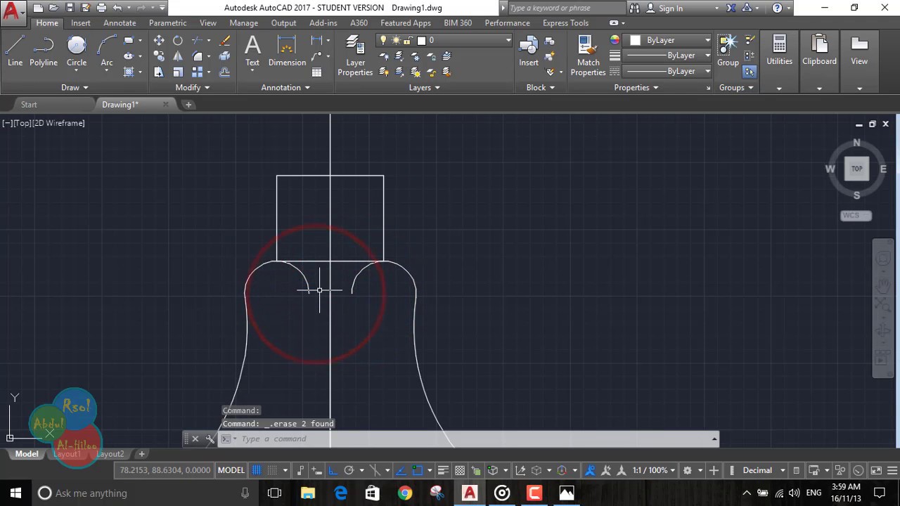رسم المصباح AutoCAD 2017
