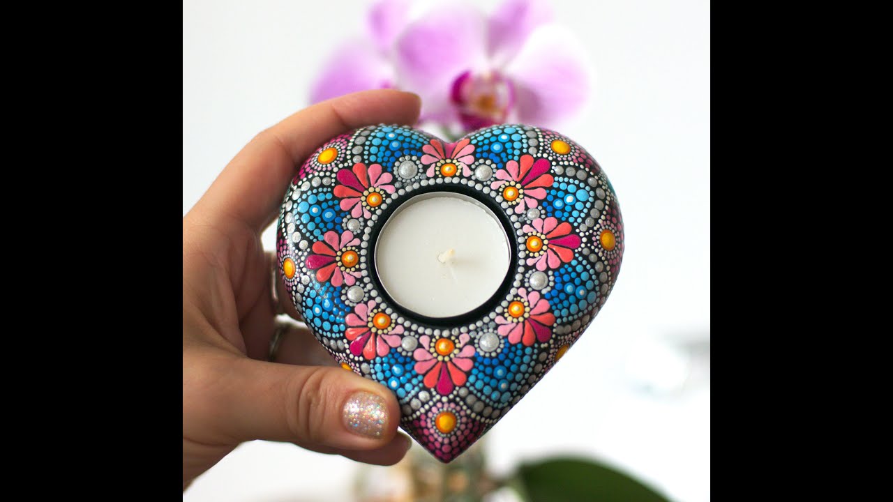 How to paint a dot mandala heart tutorial  | How To tsvetea22 - Mandala de puntos