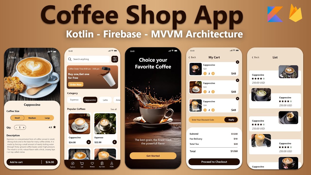 Build a Coffee Shop app with Kotlin & Firebase in Android Studio Project
