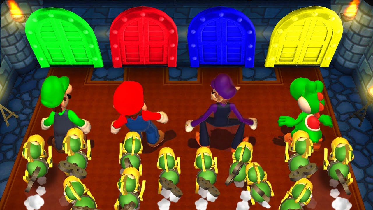Mario Party 9 MiniGames Yoshi Vs Luigi Vs Mario Vs Waluigi (Master Difficulty)