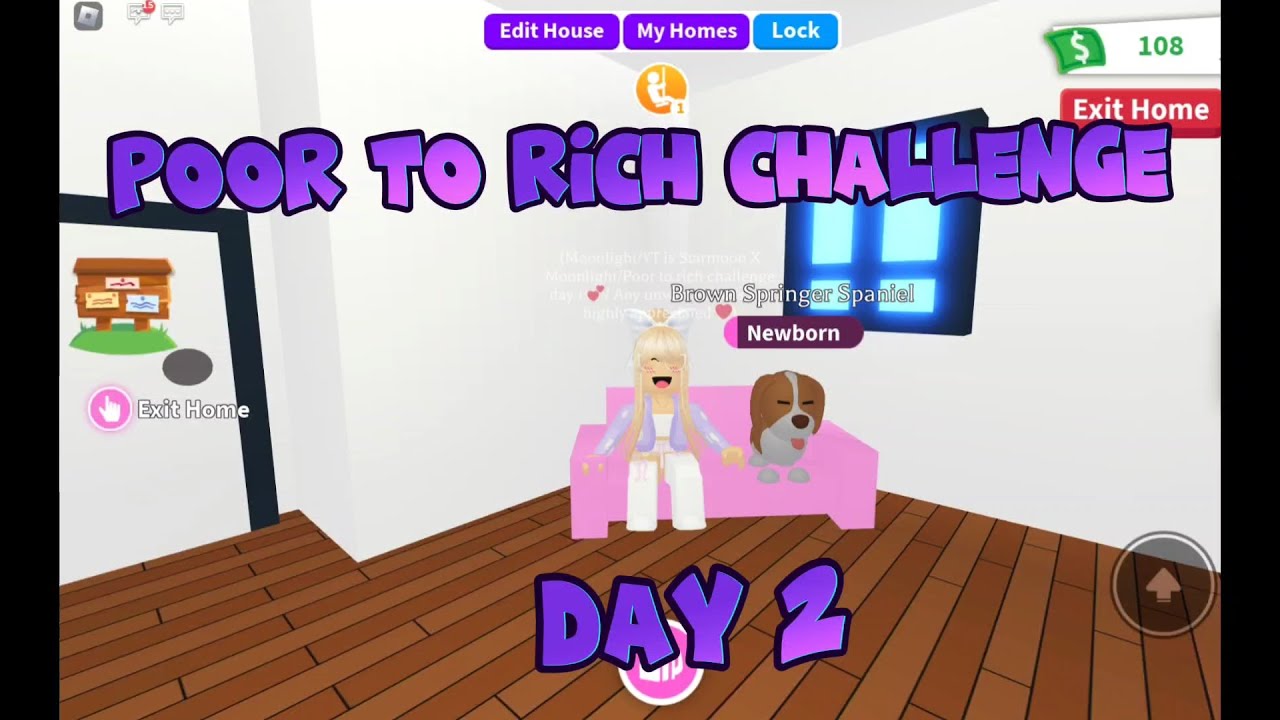 POOR To RICH Challenge In Adopt Me! | Day 2 | (Roblox)