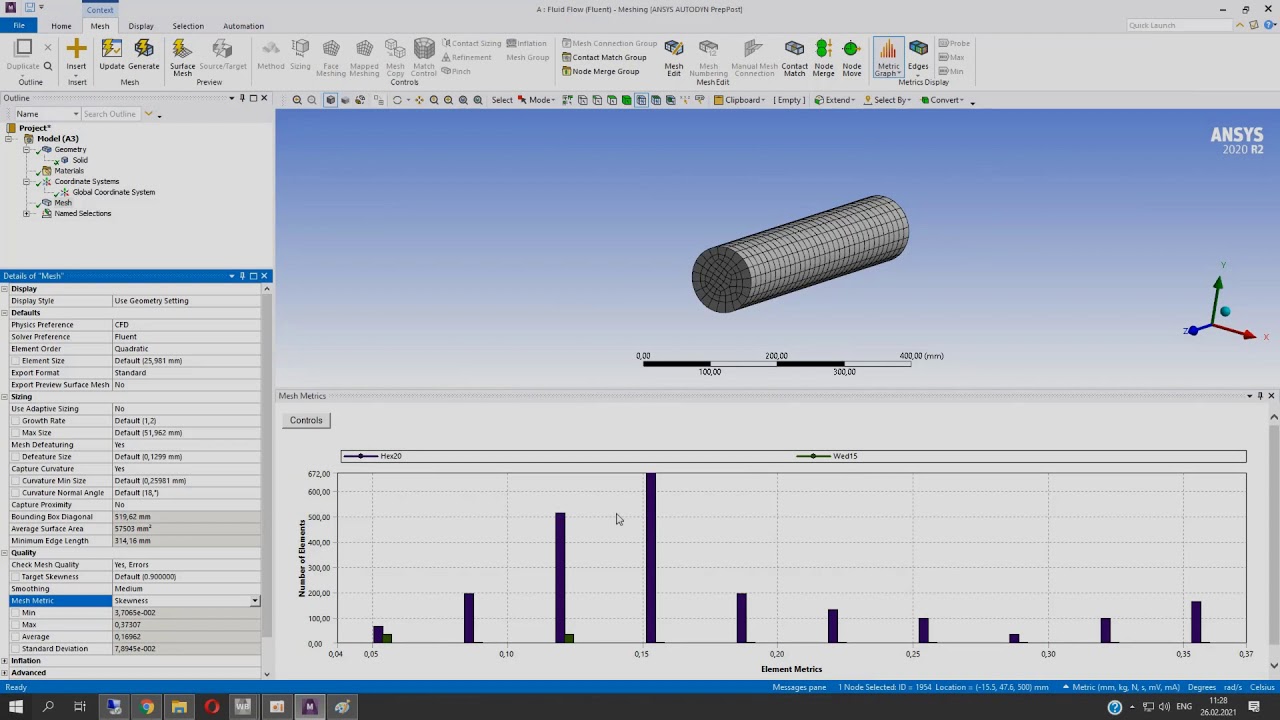 Ansys Tutorial/ANSYS Fluent ввод в CFD/ Расчет течения в трубе