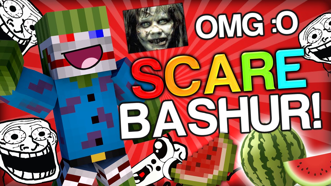 SCARING BASHURVERSE THE WATERMELON - Minecraft Trolling Youtubers with Minecraft Mods (Scare Prank)