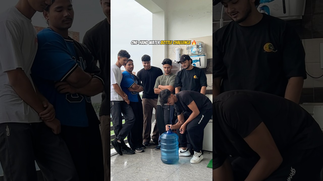 One-hand water bottle challenge 🔥 #shorts